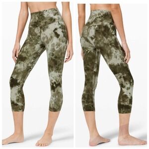 Lululemon Align Crop 21 Diamond Dye Sage Army Green Olive Leggings Size 18 NWOT